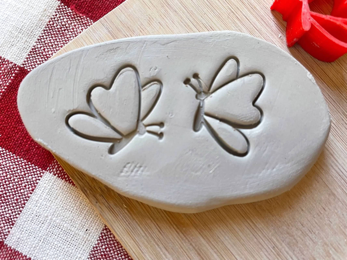 Butterfly (side view) Mini Pottery Stamp - Wisconsin Learn Fired Arts Expo 2023 Special - Stamp of the Month, plastic 3D printed, multiple sizes