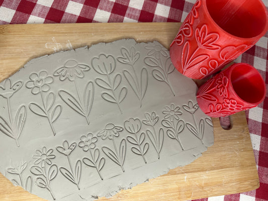 NEW size added - Flower Pottery Roller - February 2026 Easter Themed Mystery Box - Border Design, Repeating pattern, Plastic 3d printed