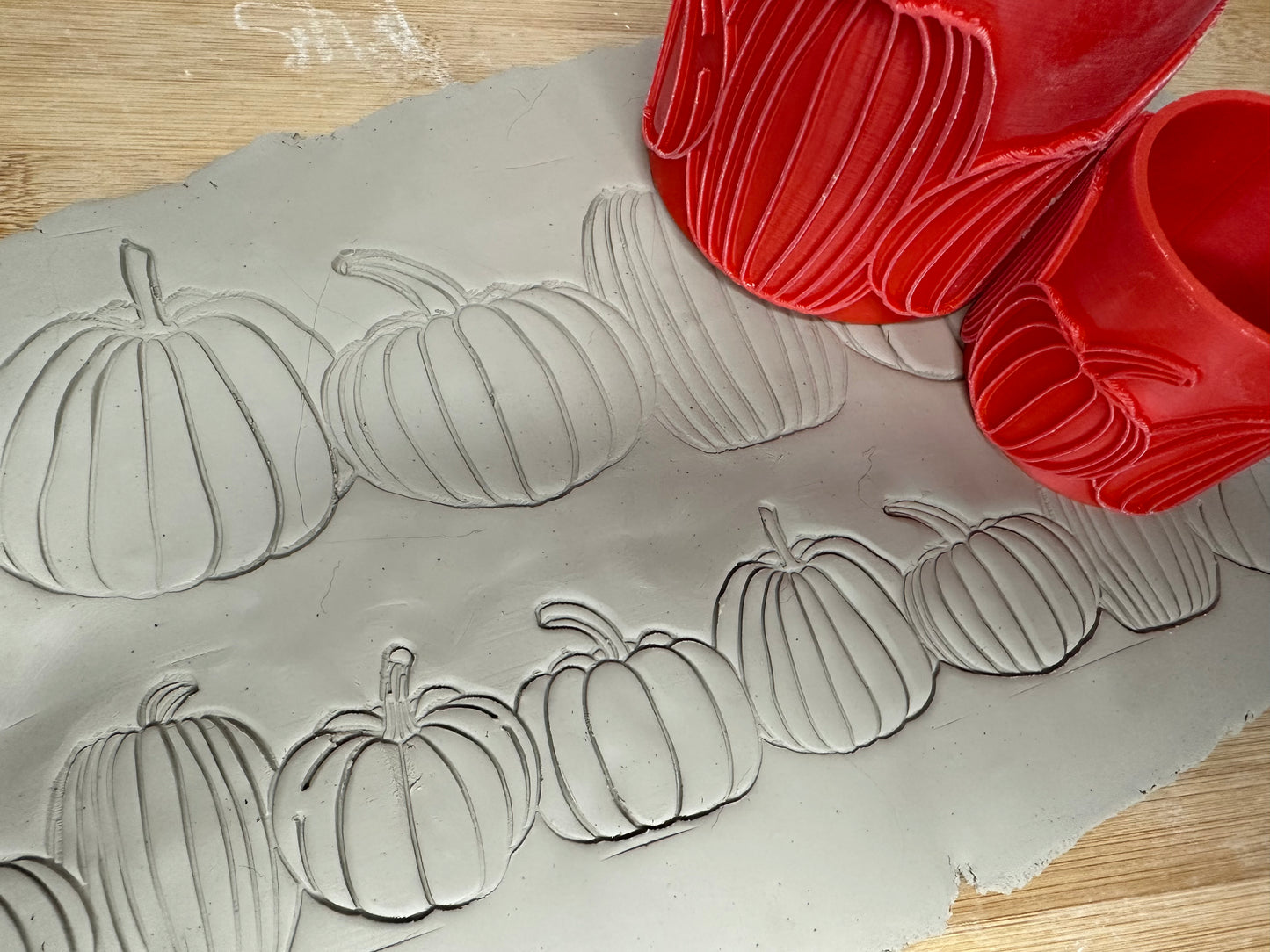 NEW size added - Pumpkin or Jack-o-Lantern Pottery Roller, each or Set, Repeating pattern, 2 designs