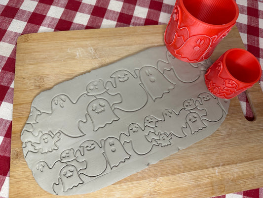 NEW size added - Halloween Ghost Pottery Roller - Border Stamp, Repeating design, Plastic 3d printed