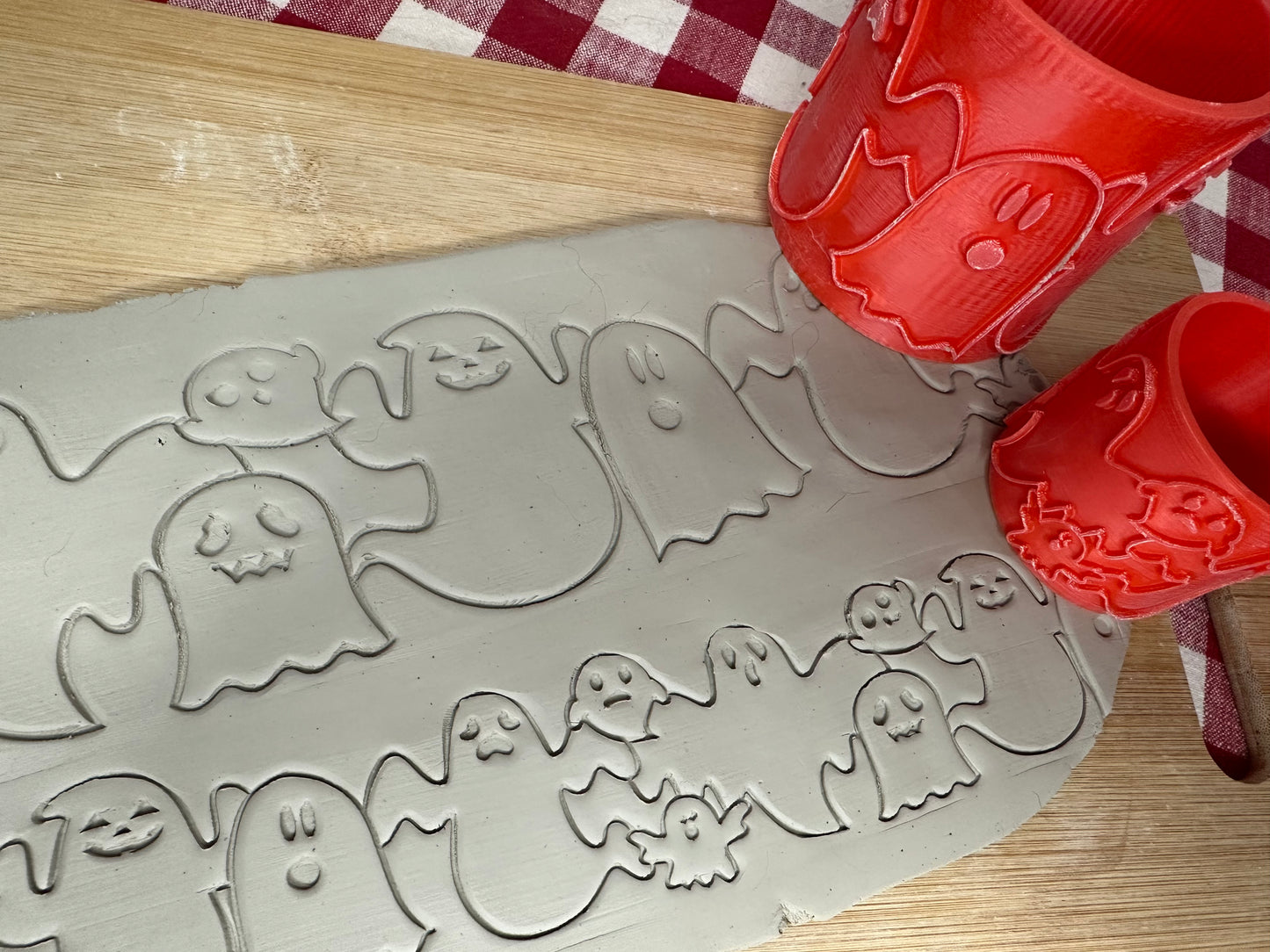 NEW size added - Halloween Ghost Pottery Roller - Border Stamp, Repeating design, Plastic 3d printed
