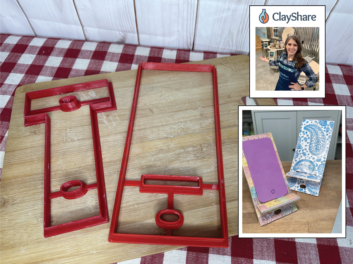 Phone Stand Clay Cutter Template - Jessica Putnam-Phillips' Design, 2 piece set