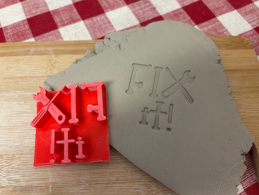 Pottery Stamp, Fix It design, from the April 2023 mystery box, multiple sizes available