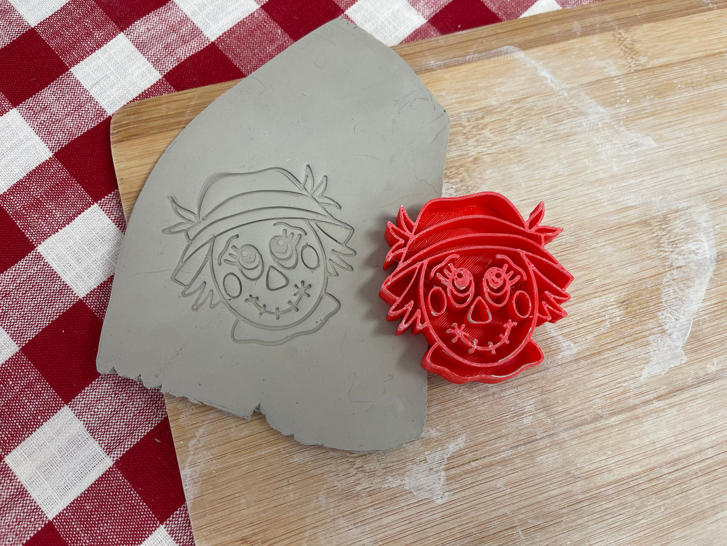 Pottery stamp, Scarecrow design, from the June 2023 mystery box, multiple sizes available