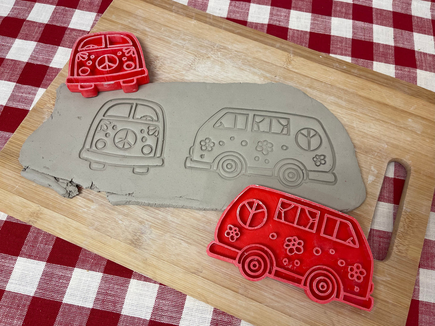 Pottery Stamp, Van design, from the May 2023 mystery box, front and side view, multiple sizes available