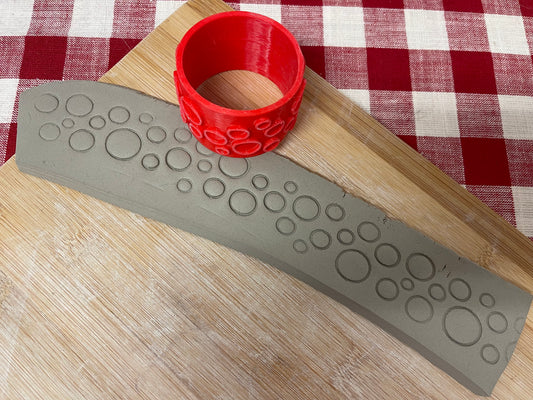 Dots Pottery Roller - Border Stamp, Dots, circles, bubbles, Repeating pattern, plastic 3D printed