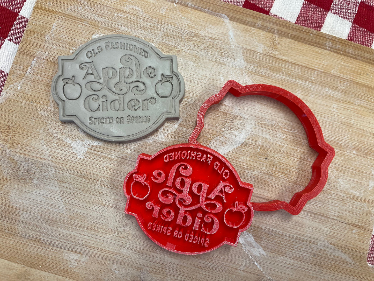 Apple Cider pottery stamp w/optional cutter - from the June 2023 mystery box, multiple sizes available