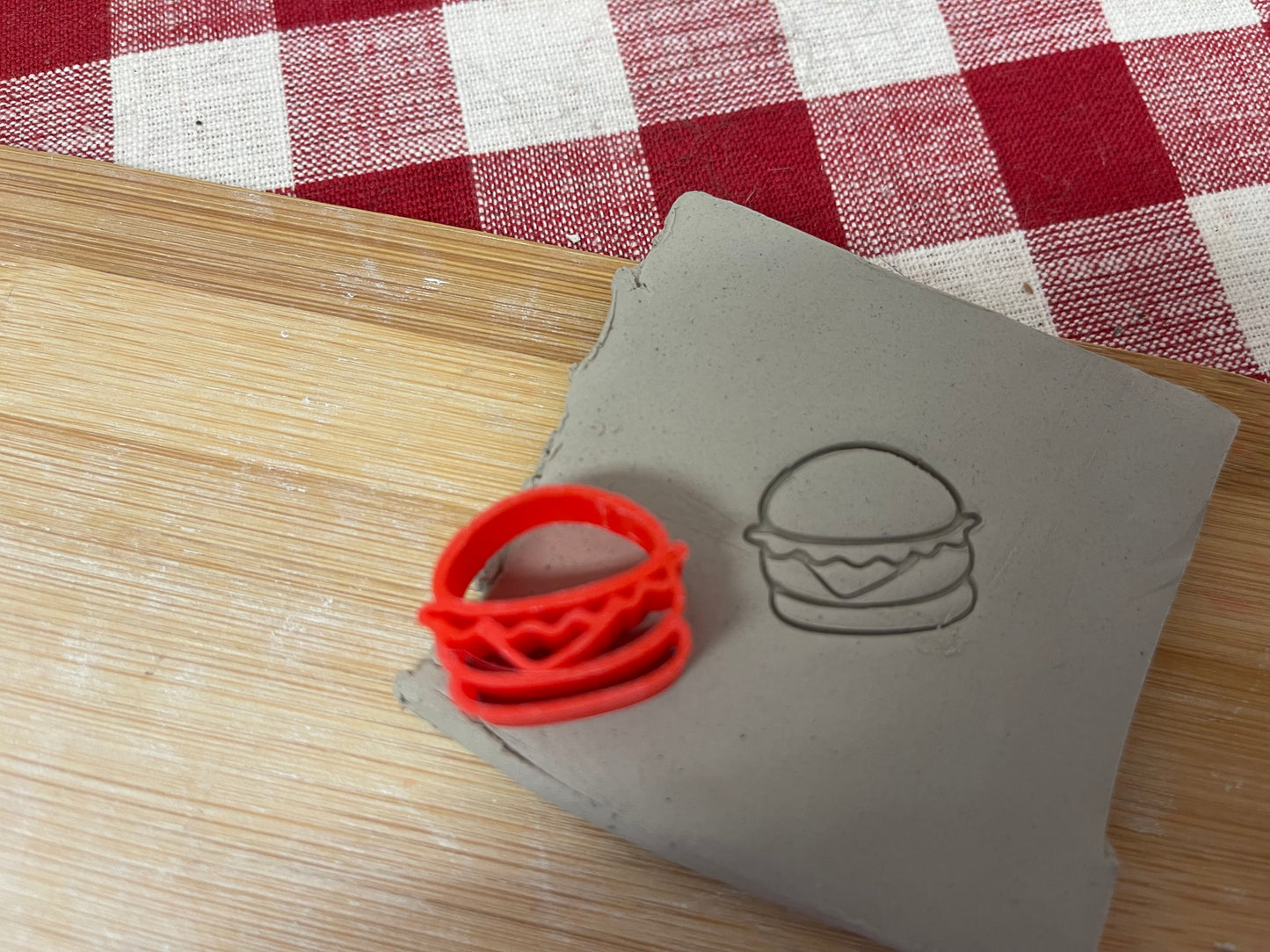 Burger Mini Pottery Stamp - April 2023 mystery box, plastic 3D printed, multiple sizes available
