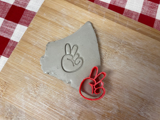 Peace Sign Hand Stamp -  from the May 2023 mystery box, plastic 3D printed, multiple sizes available