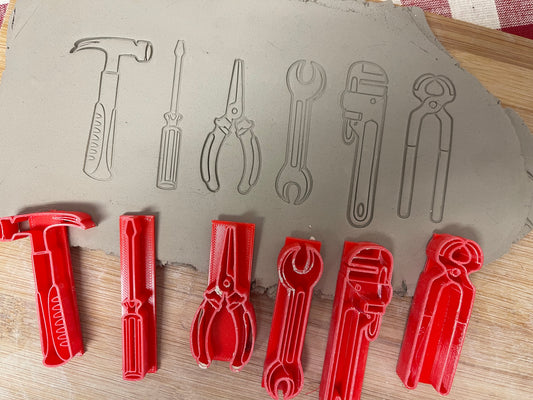 Tool design stamps -  set of 6, from the April 2023 mystery box, plastic 3D printed