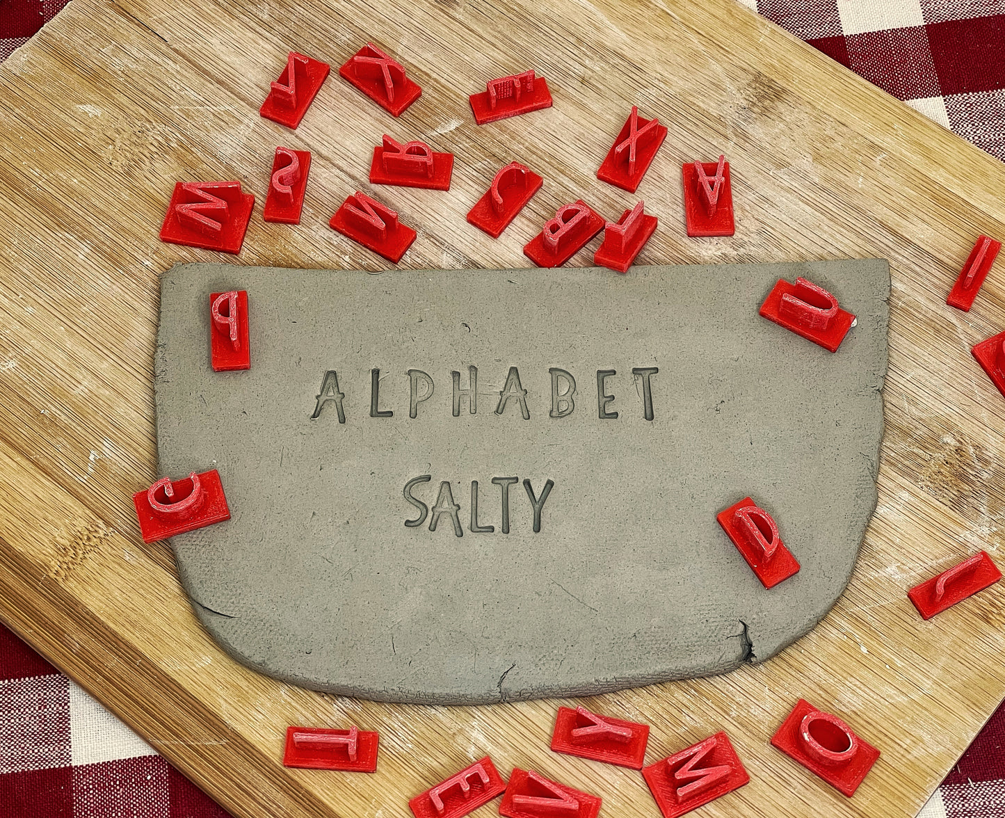 Alphabet Pottery Stamp Set - Salty font