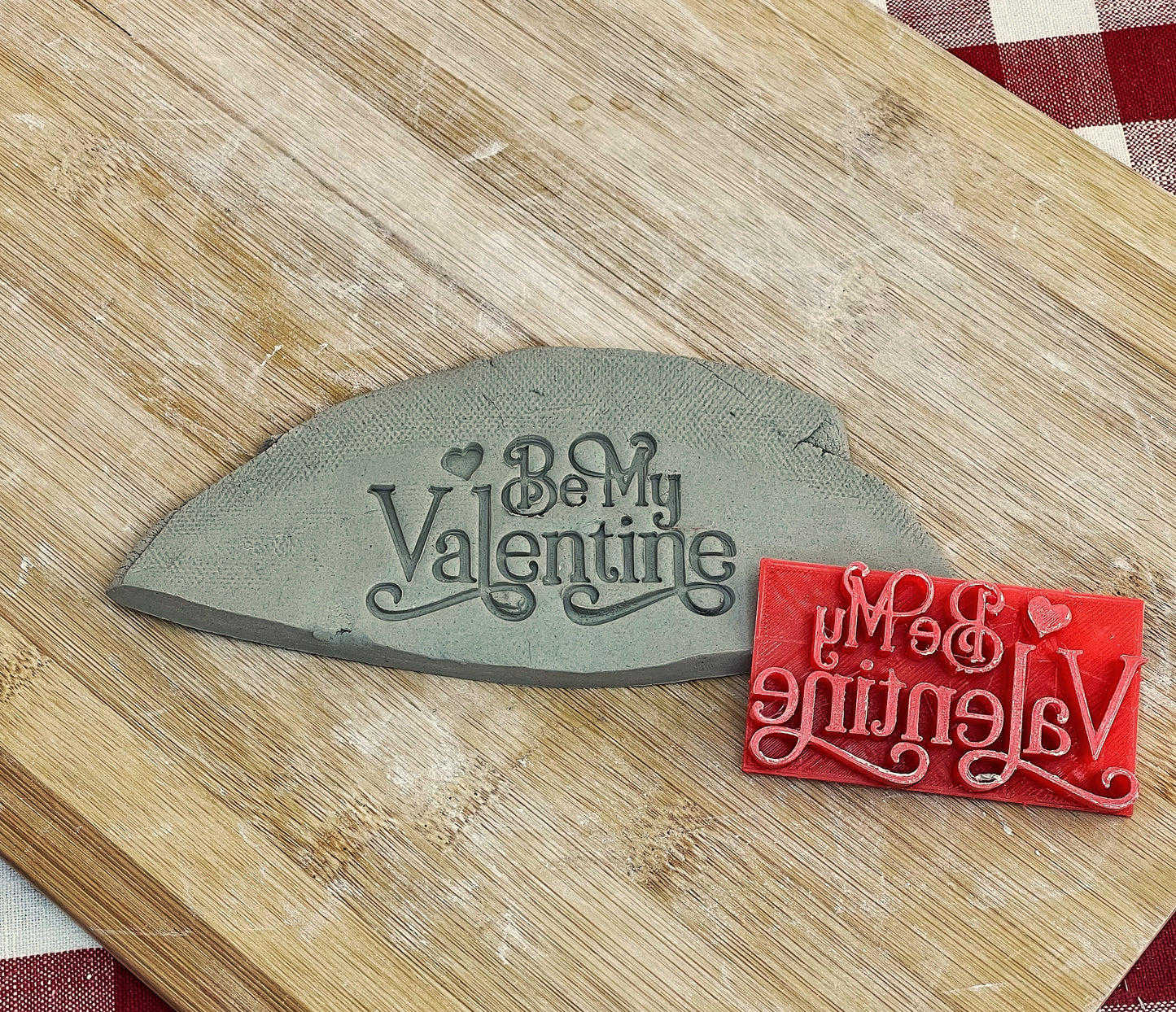 "Be My Valentine" word stamp - plastic 3D printed, multiple sizes