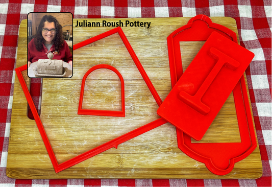 Butter Dish Template Set Clay Cutters, Push Form and Template - Juliann Roush design, Lid and base