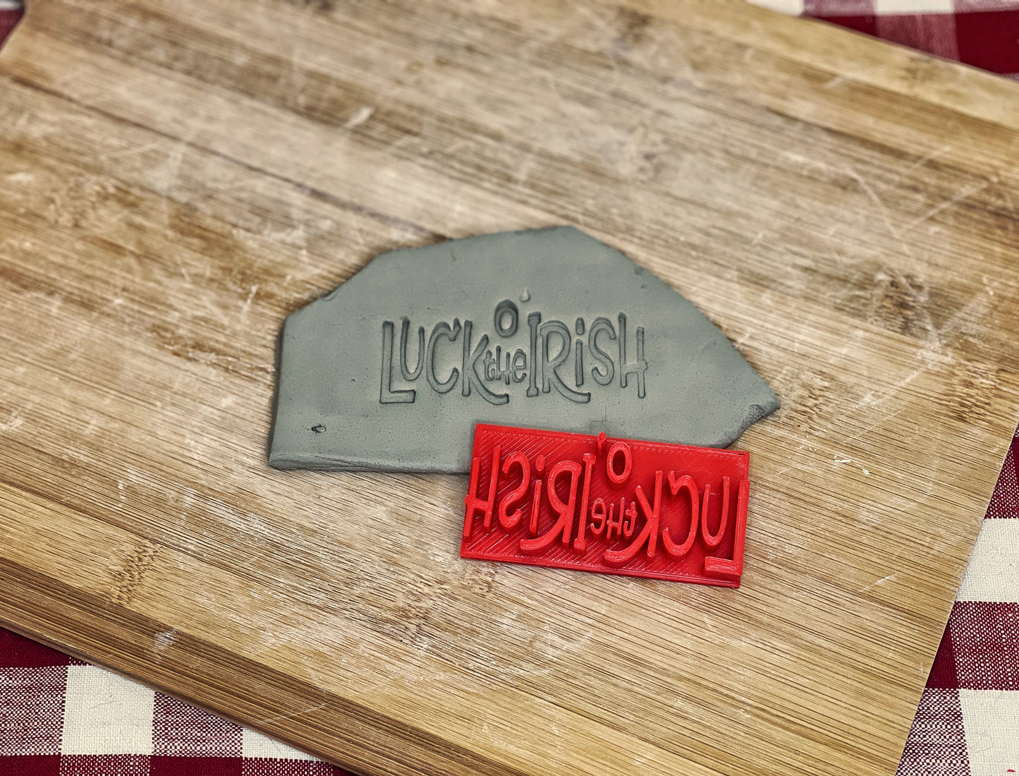 Luck of the Irish Pottery Stamp - words, 3D Printed Multiple Sizes Available.