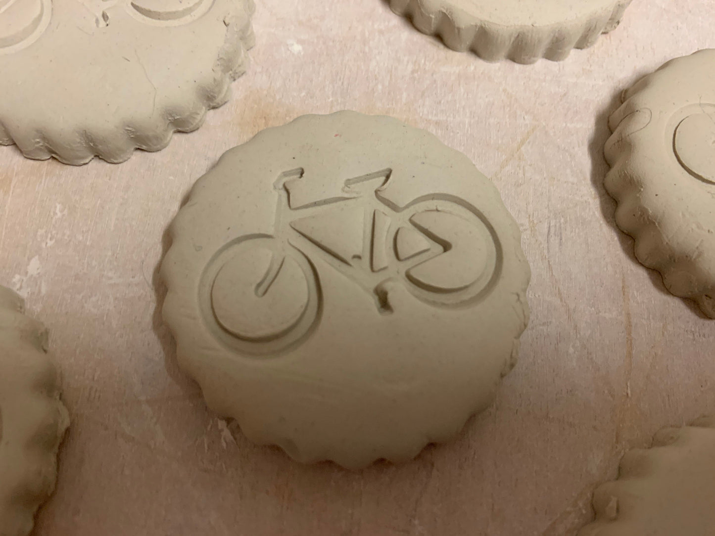 Pottery Stamp, Bike design, Fondant, Cookie Dough, leather, Clay, Pottery Tool, plastic 3d printed, multiple sizes available, Bicycle