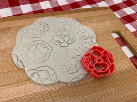 Pottery Stamp, Peony flower design - multiple sizes
