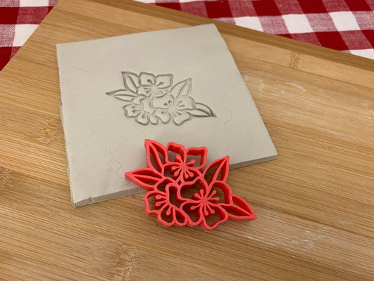 Cherry Blossom Pottery Stamp - plastic 3D printed, multiple sizes