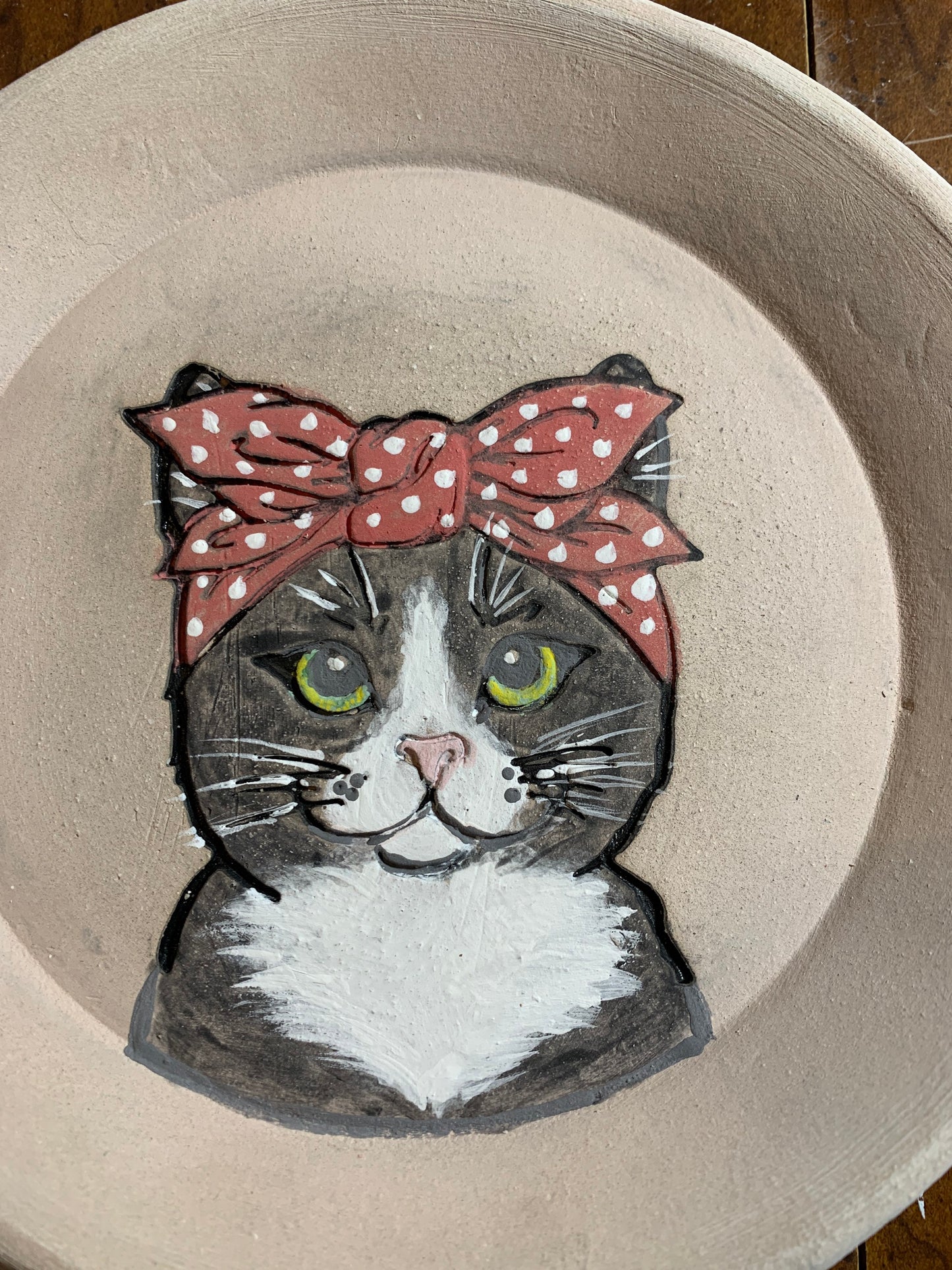 Cat Face w/ Bandana pottery stamp - plastic 3D printed, multiple sizes