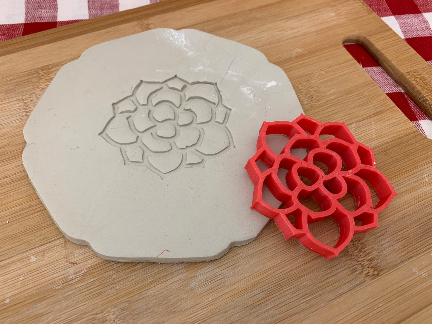 Succulent design, Pottery Stamp or Stencil w/ Optional Cutter, multiple sizes