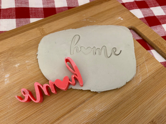 "HOME" with heart word stamp - plastic 3D printed, multiple sizes
