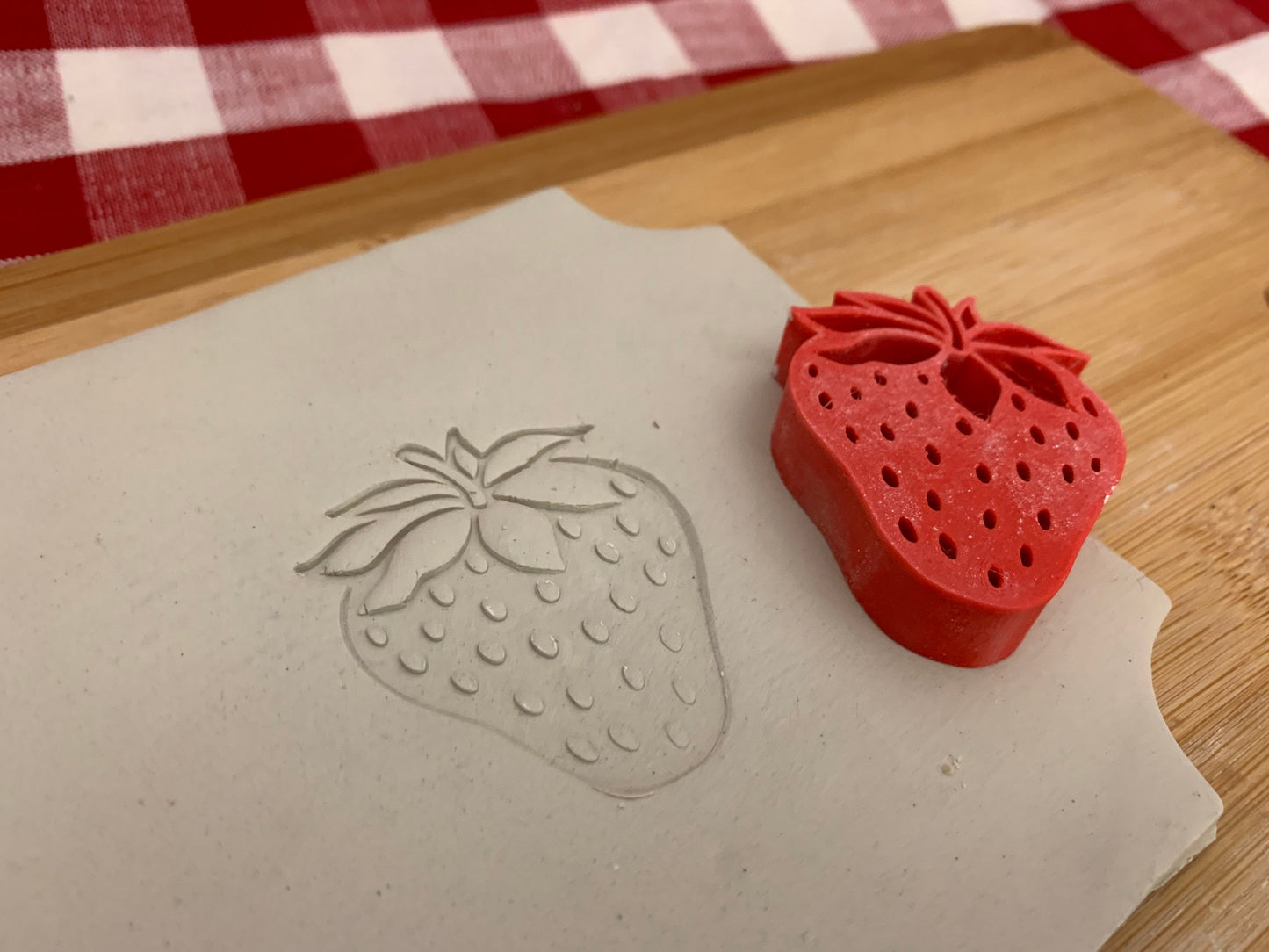 Strawberry Design, Pottery Stamp or Stencil w/ optional cutter, multiple sizes