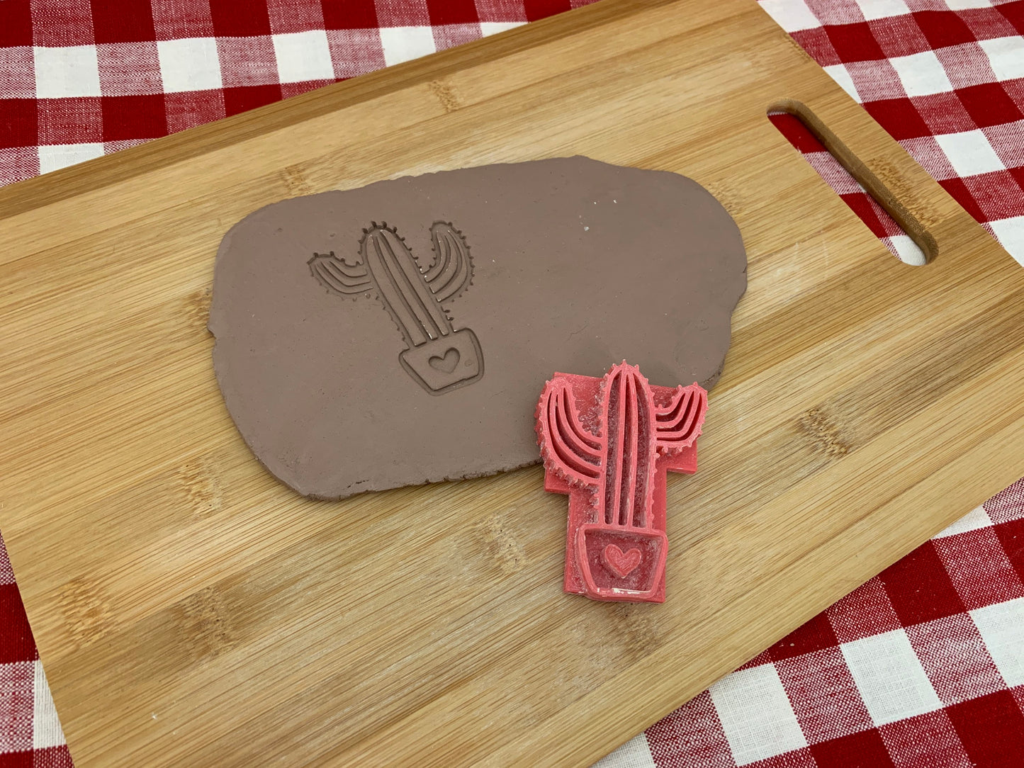 Cactus in Pot Pottery Stamp - design 1, plastic 3D printed, multiple sizes