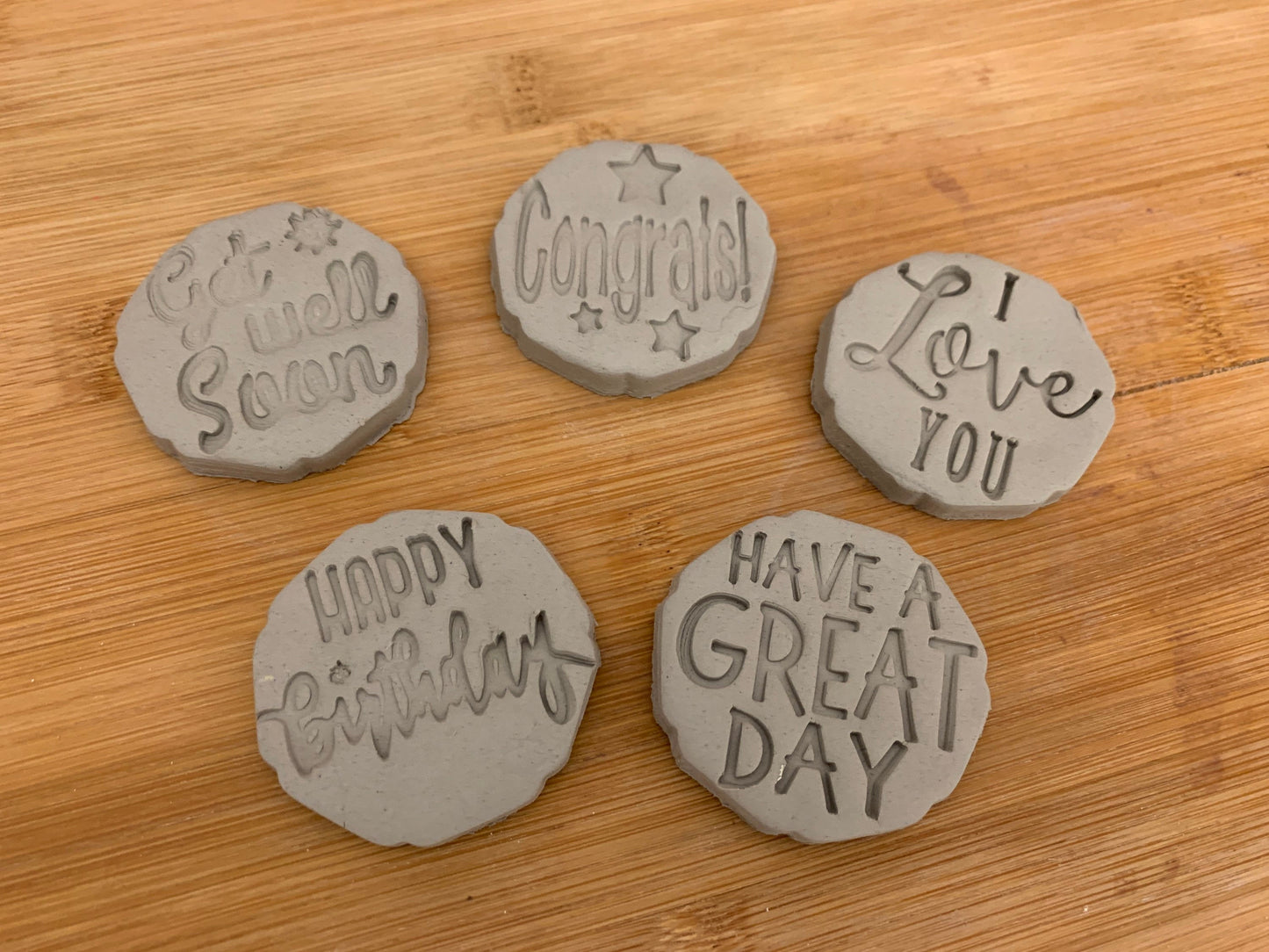 Pottery Stamp, Greeting design, Each or Set - multiple sizes