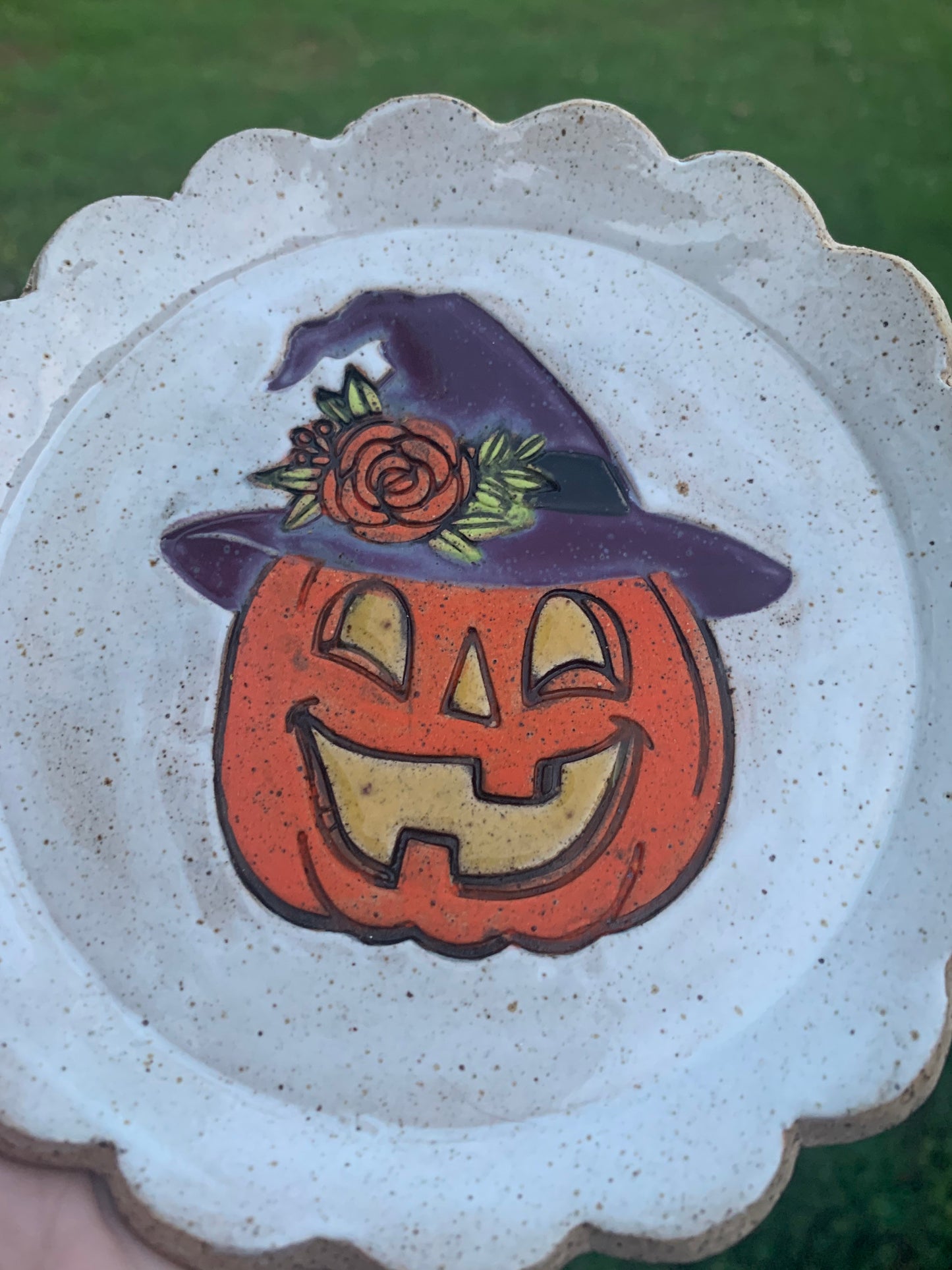 Pottery Stamp, Halloween pumpkin w/ witch hat design - multiple sizes
