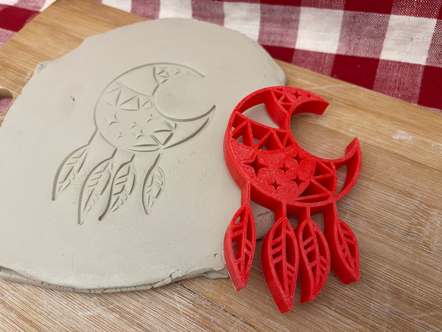 Dreamcatcher Moon stamp - plastic 3D printed, multiple sizes