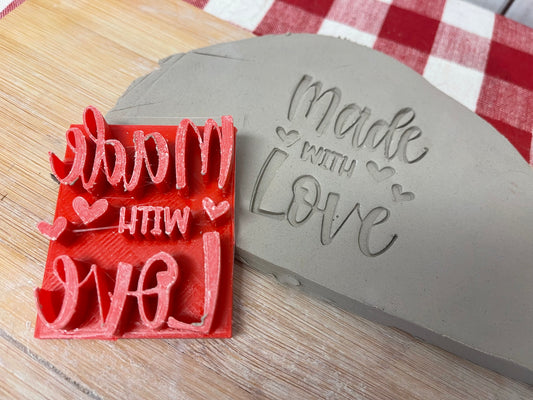 "Made with Love" word stamp - plastic 3D Printed, Multiple Sizes Available