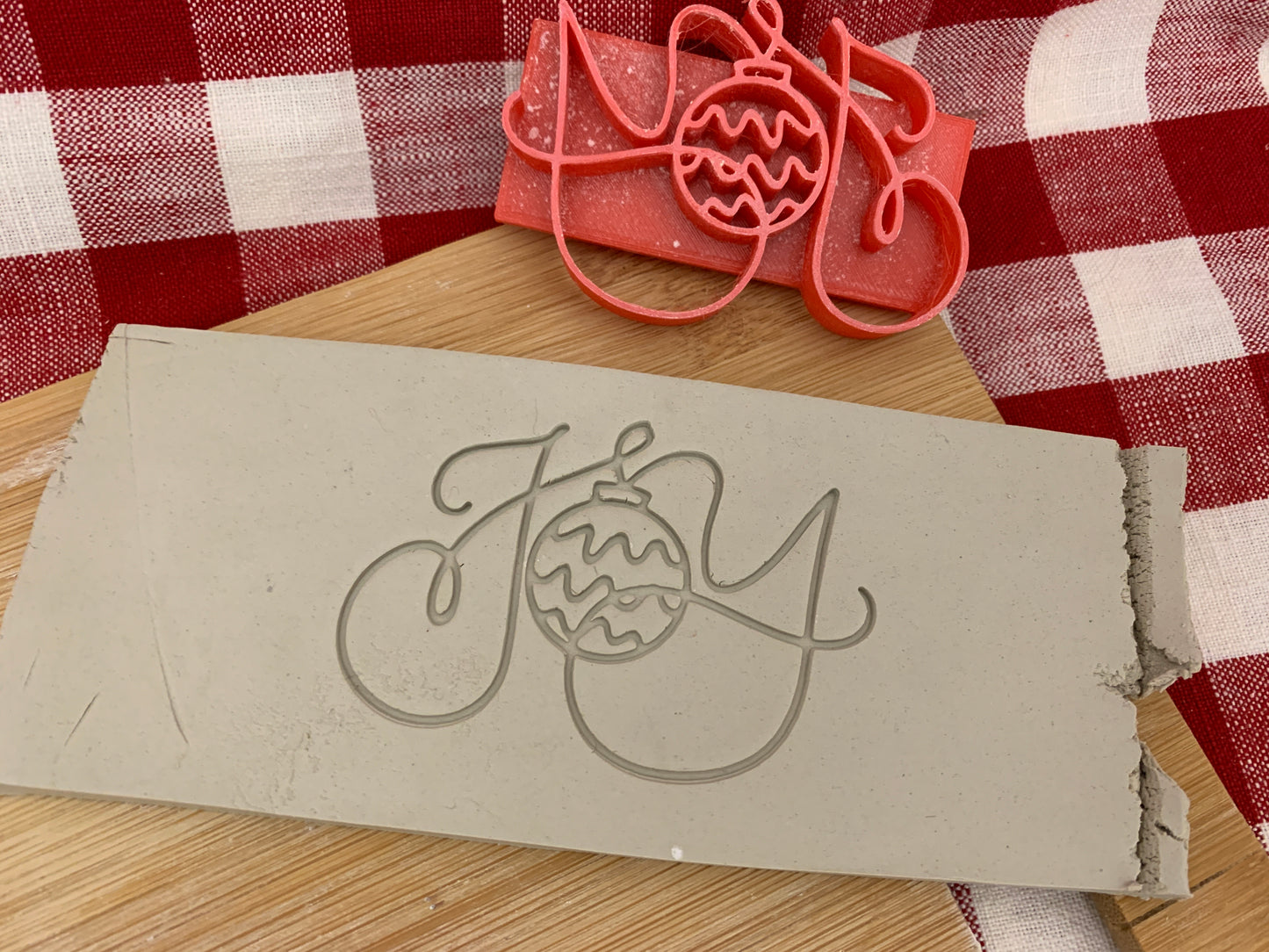 Christmas casual "Joy" word stamp - plastic 3D printed, multiple sizes