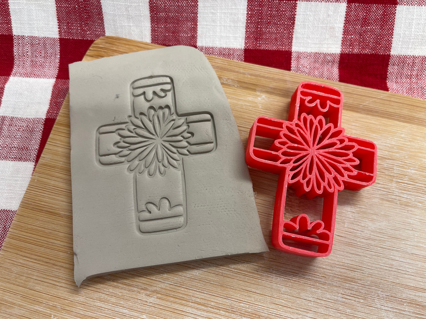 Cross Pottery Stamp, Day of the Dead Series - plastic 3D printed, pottery tool, multiple sizes