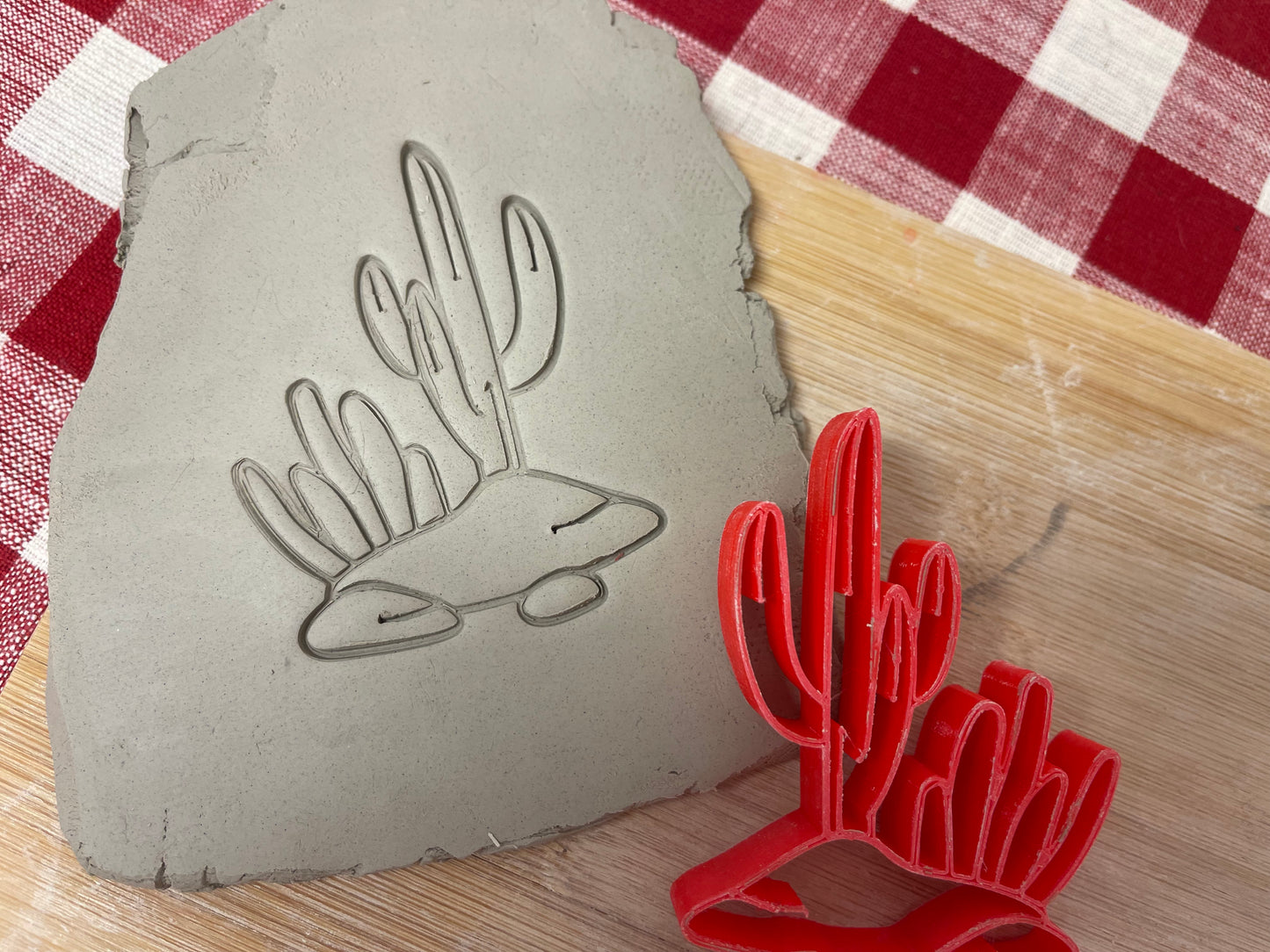 Cactus pottery stamp - from the March 2023 mystery box, multiple sizes available, plastic 3D printed