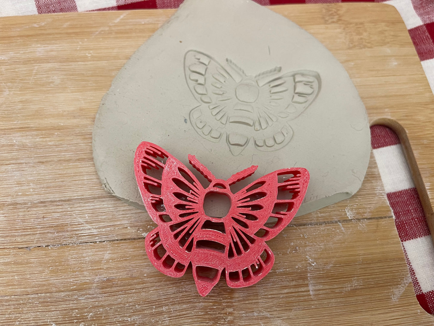 Moth 1 design, Pottery Stamp or Stencil w/ optional cutter, plastic 3d printed, multiple sizes available