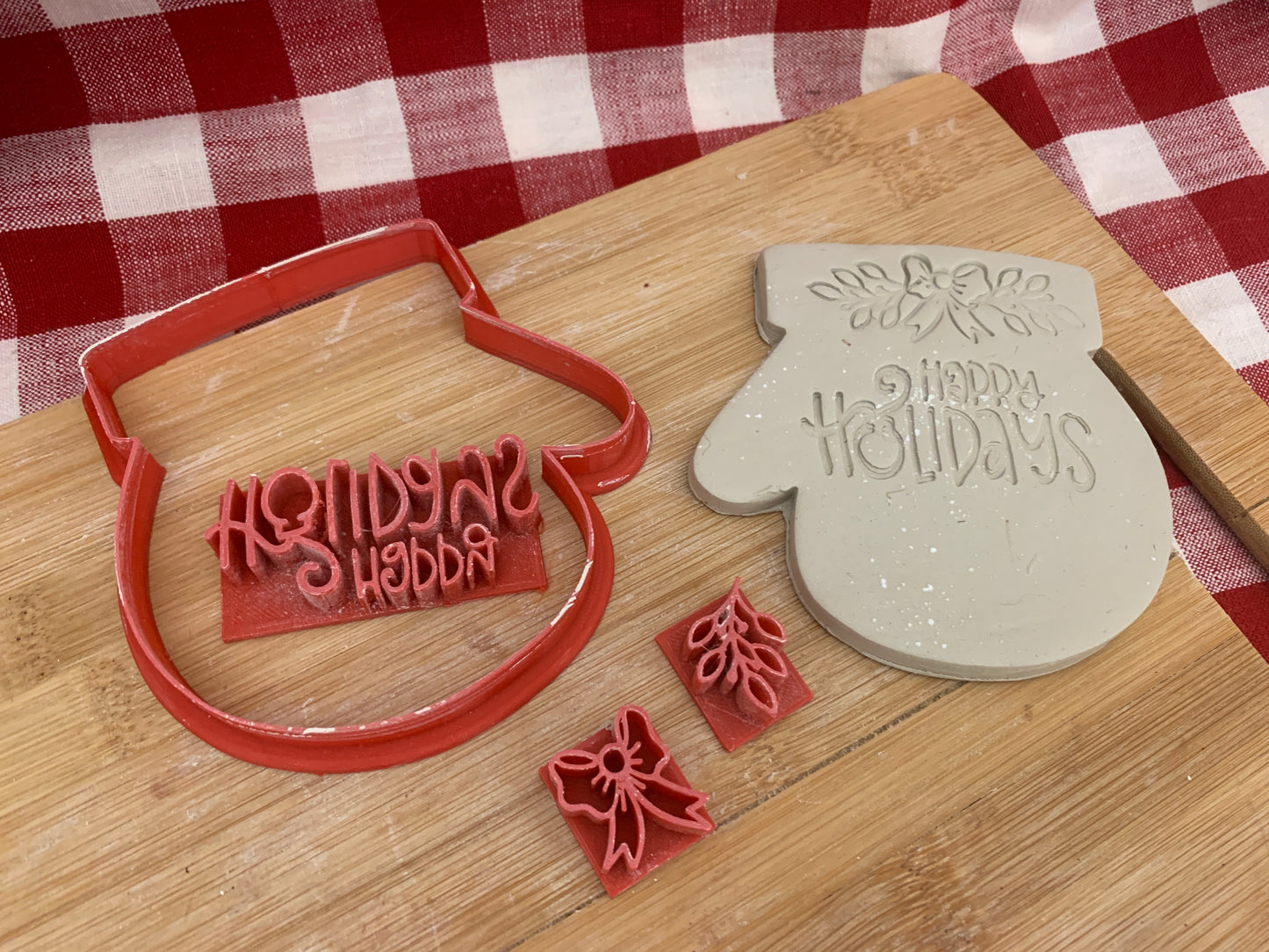 Christmas Ornament Mitten Clay Cutter - plastic 3D printed, pottery tool, multiple sizes