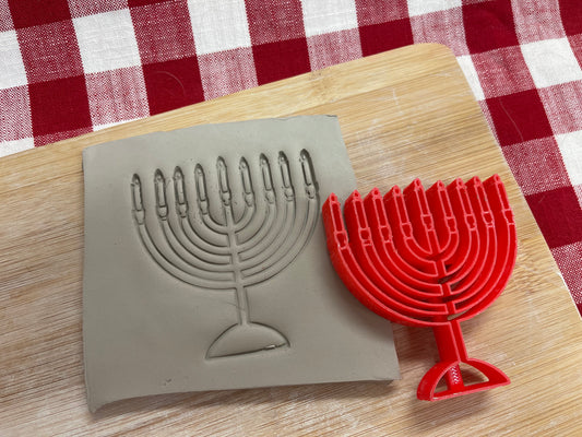 Pottery Stamp, Hanukkah Menorah formal design - multiple sizes