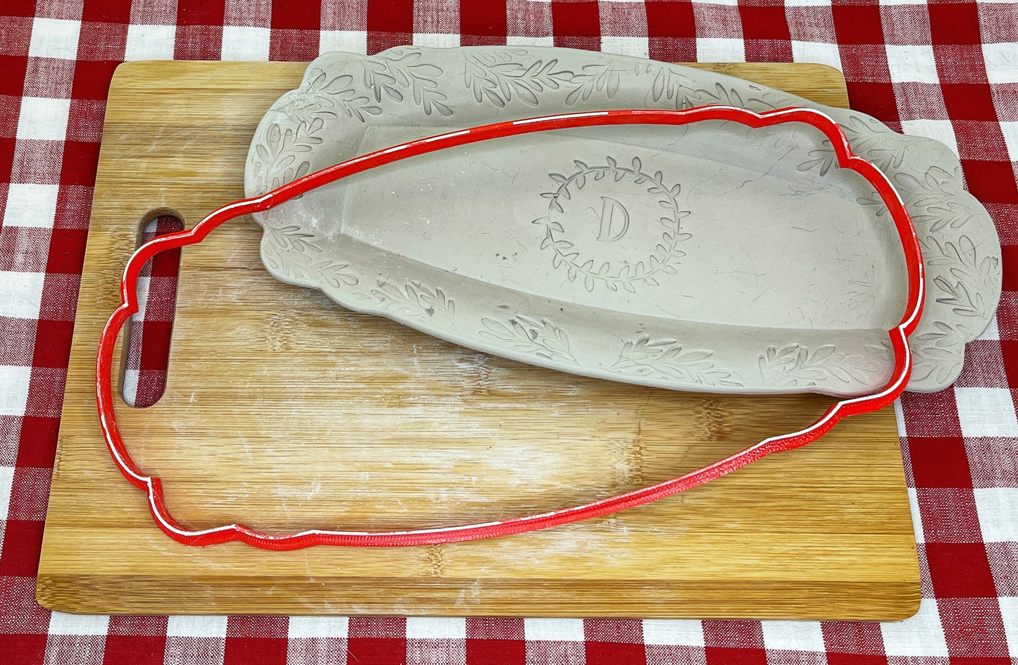 Ornate Tray Edge Spherical Rectangle, Clay Cutter - Plastic 3D printed, Pottery Tool, multiple sizes