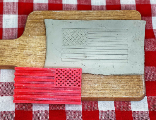 American Flag Pottery Stamp - plastic 3D printed