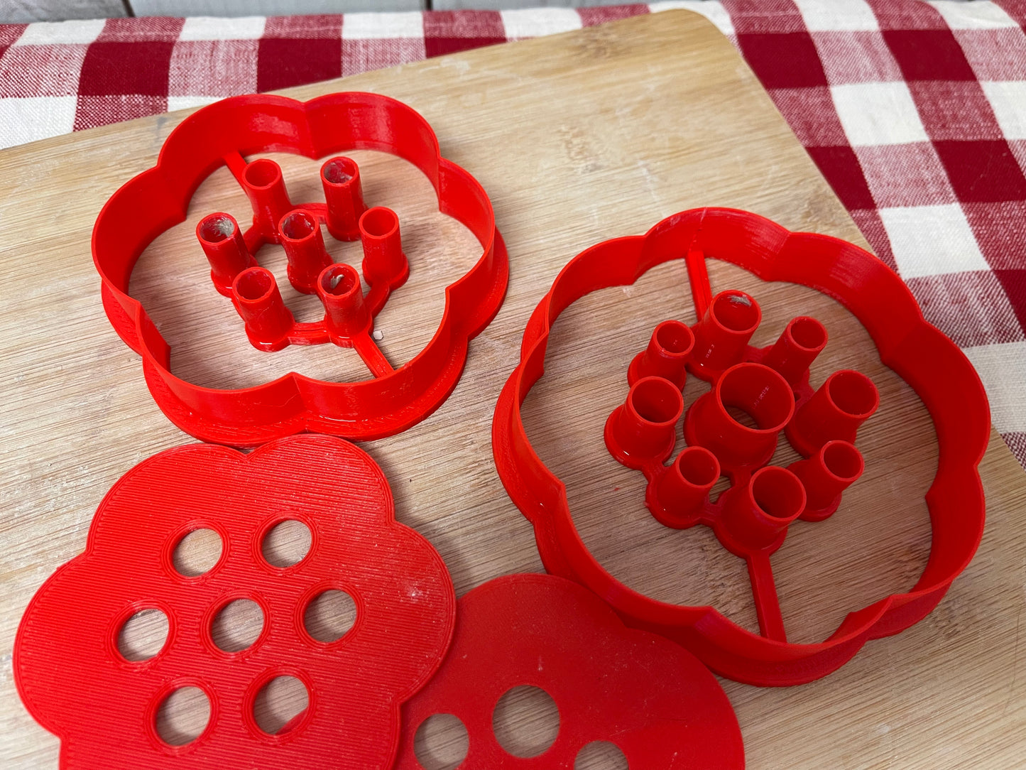 Flower Frog Clay Cutter with press - scallop design with holes or holes only template
