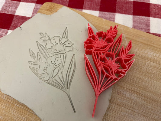 Pottery Stamp, flower bouquet design - multiple sizes