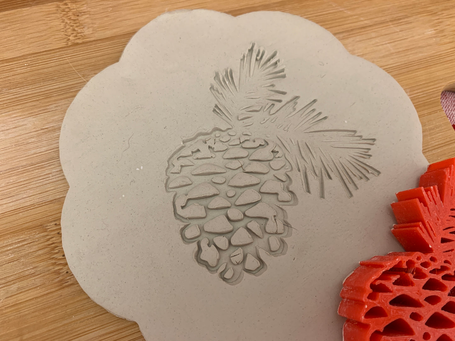 Pottery Stamp, Pine cone branch design - multiple sizes