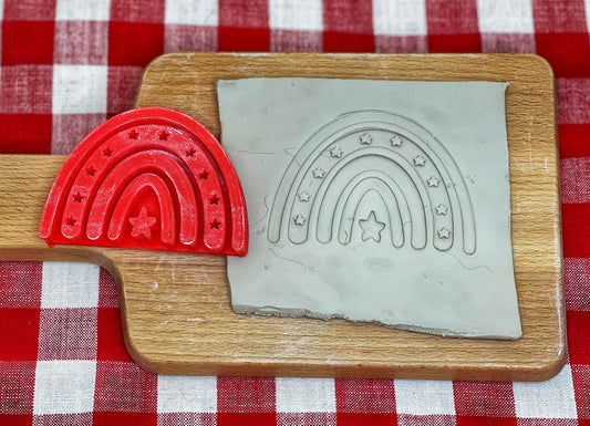 American Rainbow Pottery Stamp - plastic 3D printed, multiple sizes