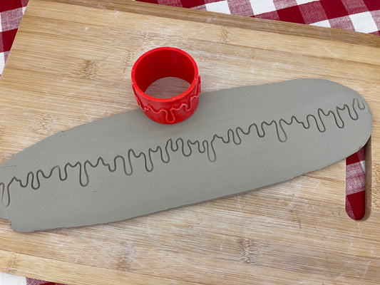 Drip Pottery Roller - Border Stamp, Honey, Paint, Blood, Repeating pattern, plastic 3D printed