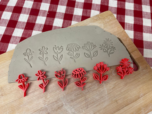 Spring Flowers Stamp Series - 6 flower designs,  each or set, plastic 3D printed