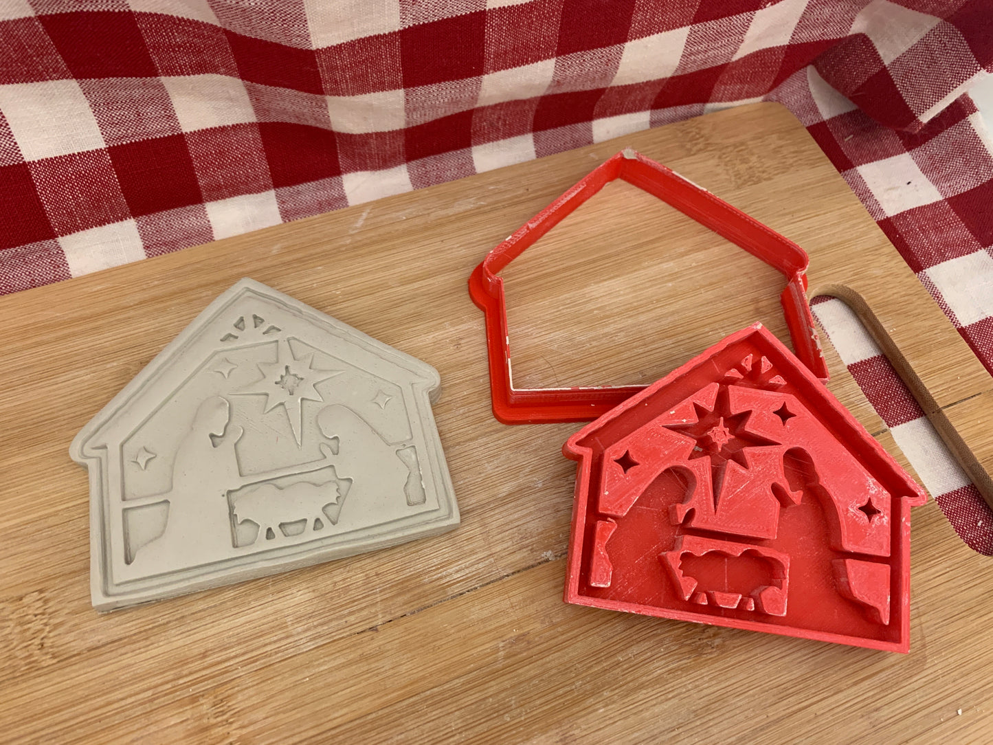 Pottery Stamp, Nativity design, w/ optional ornament cutter - multiple sizes