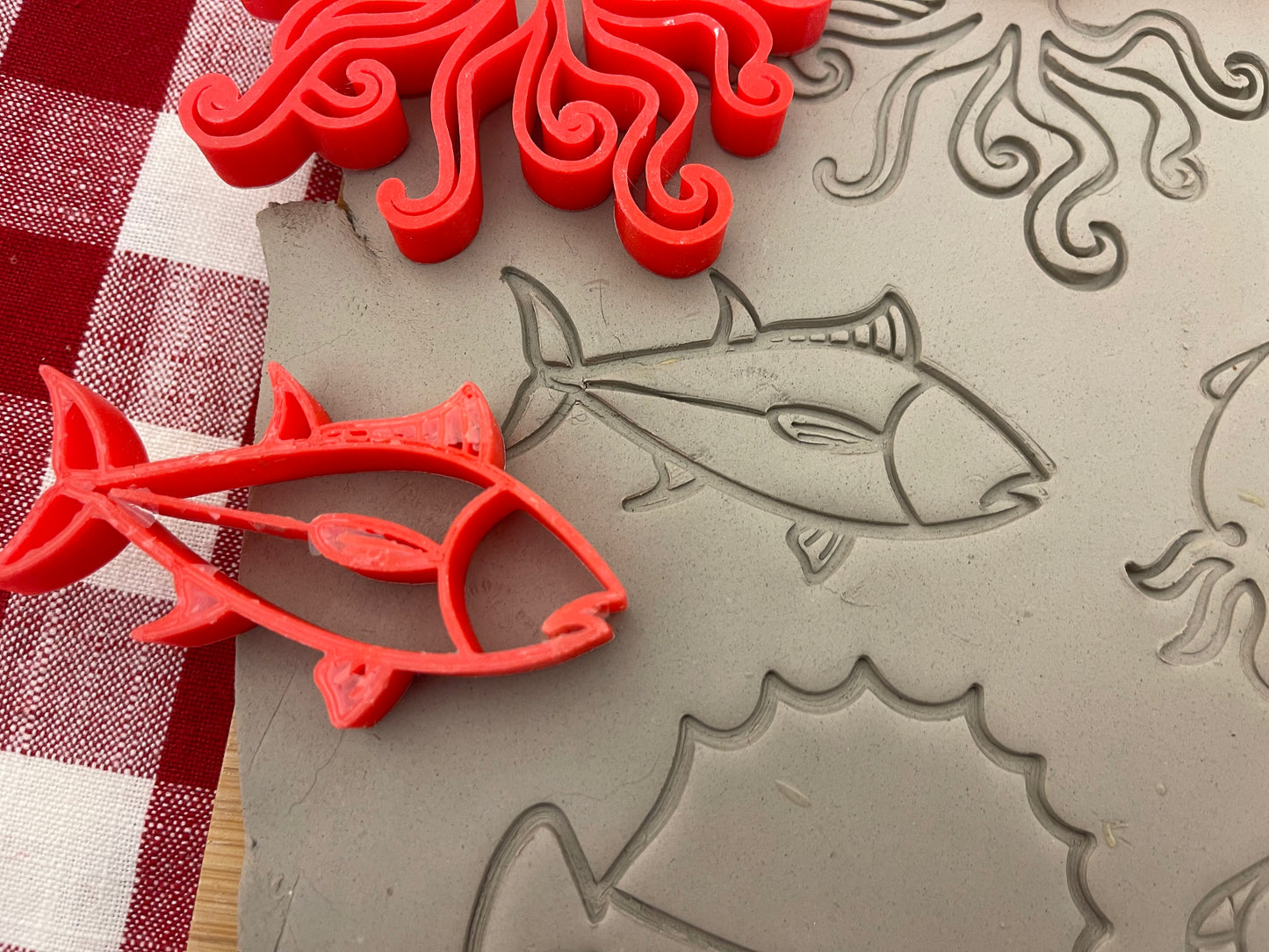 Lot of Sea animals stamps, fish designs - plastic 3D printed, multiple designs/sizes, Sold as each or set