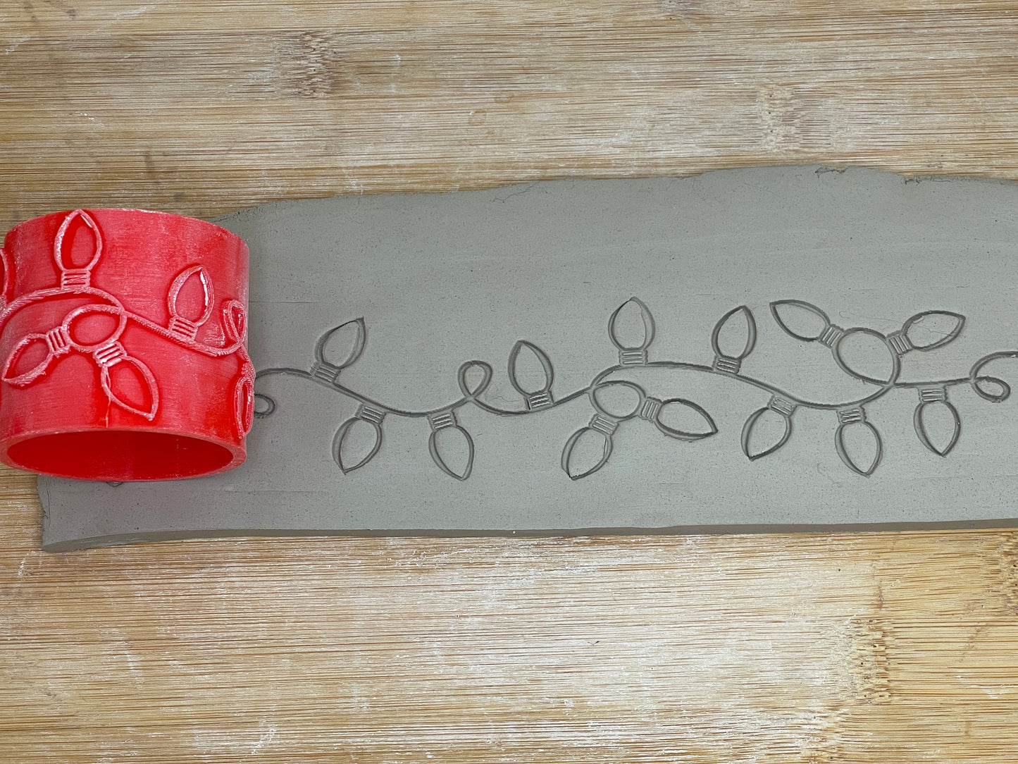 Christmas lights Pottery Roller - Border Stamp, Repeating pattern, Plastic 3d printed