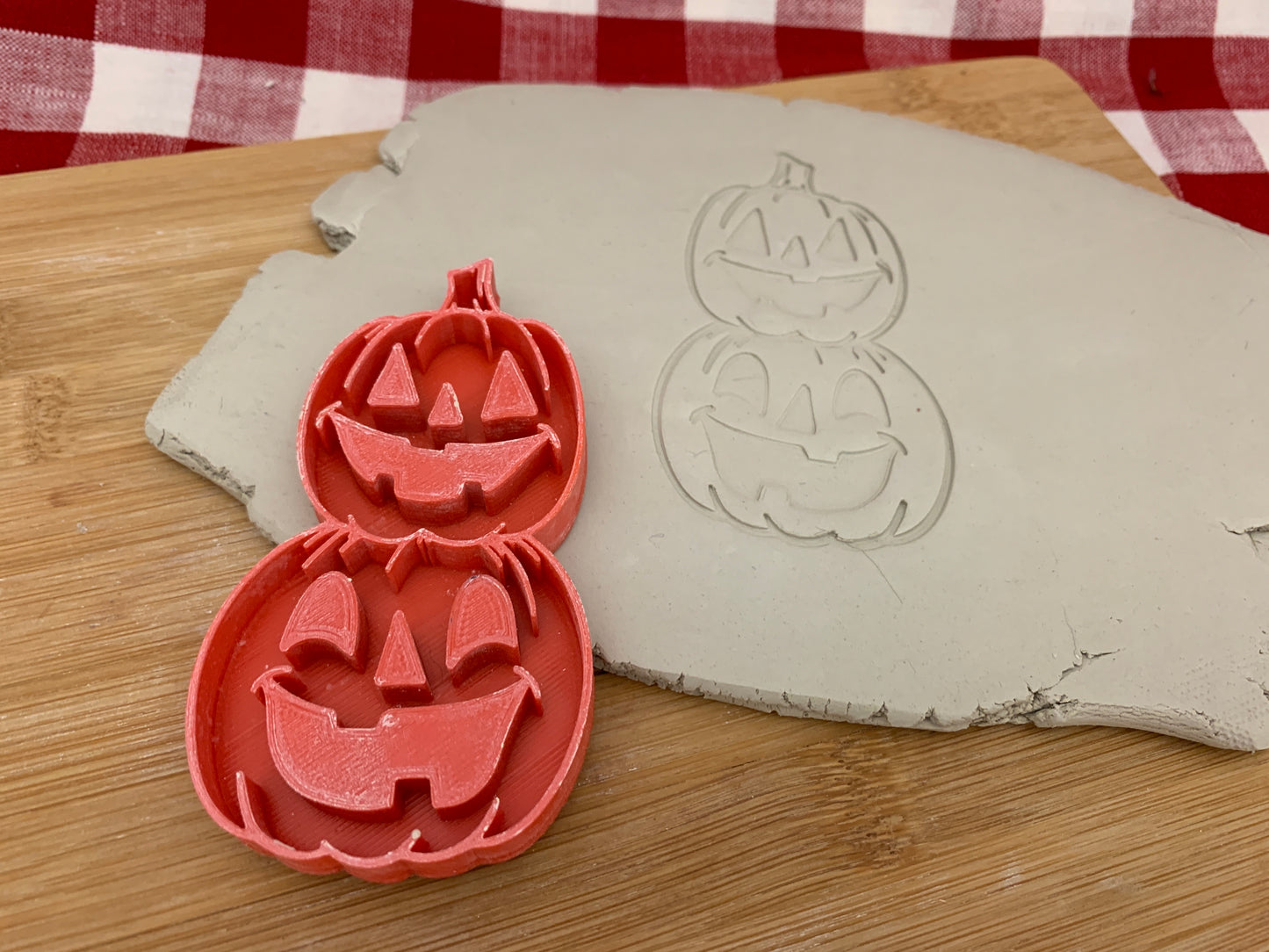Pottery Stamp, Halloween Pumpkin stack design, Jack-o-lantern - multiple sizes