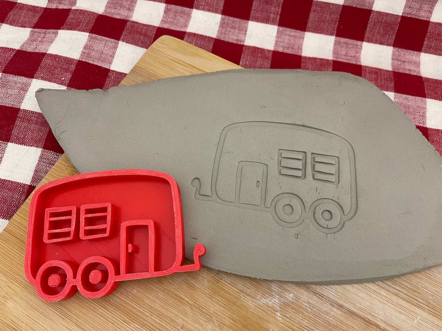 Camper pottery stamp, Camping doodle series - Pottery Tool, plastic 3d printed, multiple sizes available