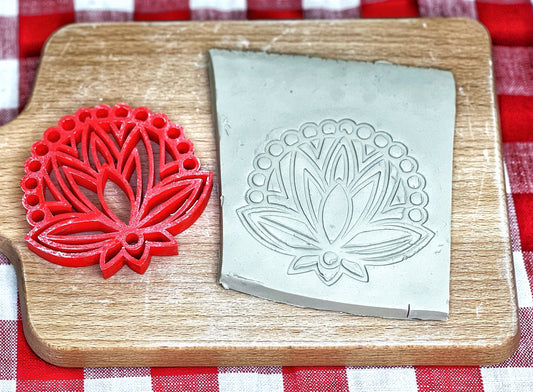 Henna Lotus dots design Pottery Stamp, plastic 3d printed, multiple sizes available